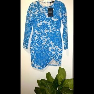 Missguided Floral Long Sleeve Tulip Front Dress